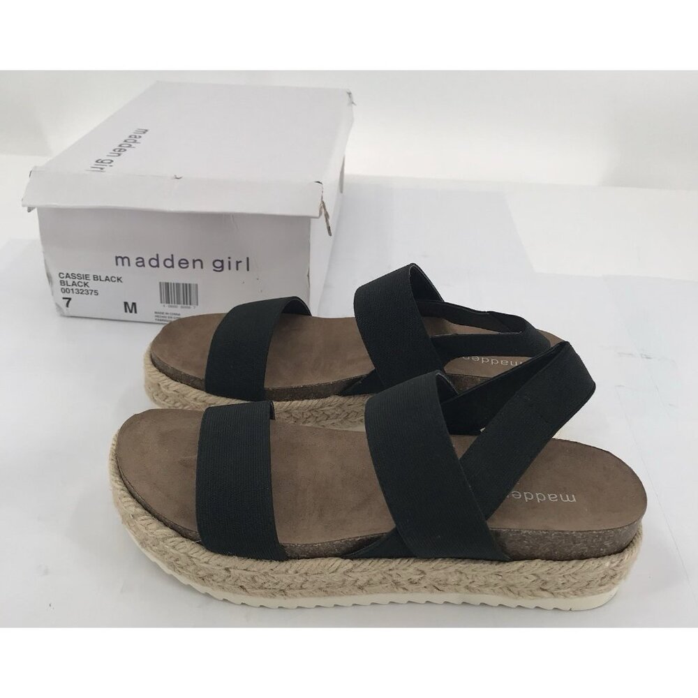Madden Girl Cassie Sandals womens 7 summer spring black shoes Espadrille Black